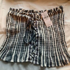 Blue and white striped crop top